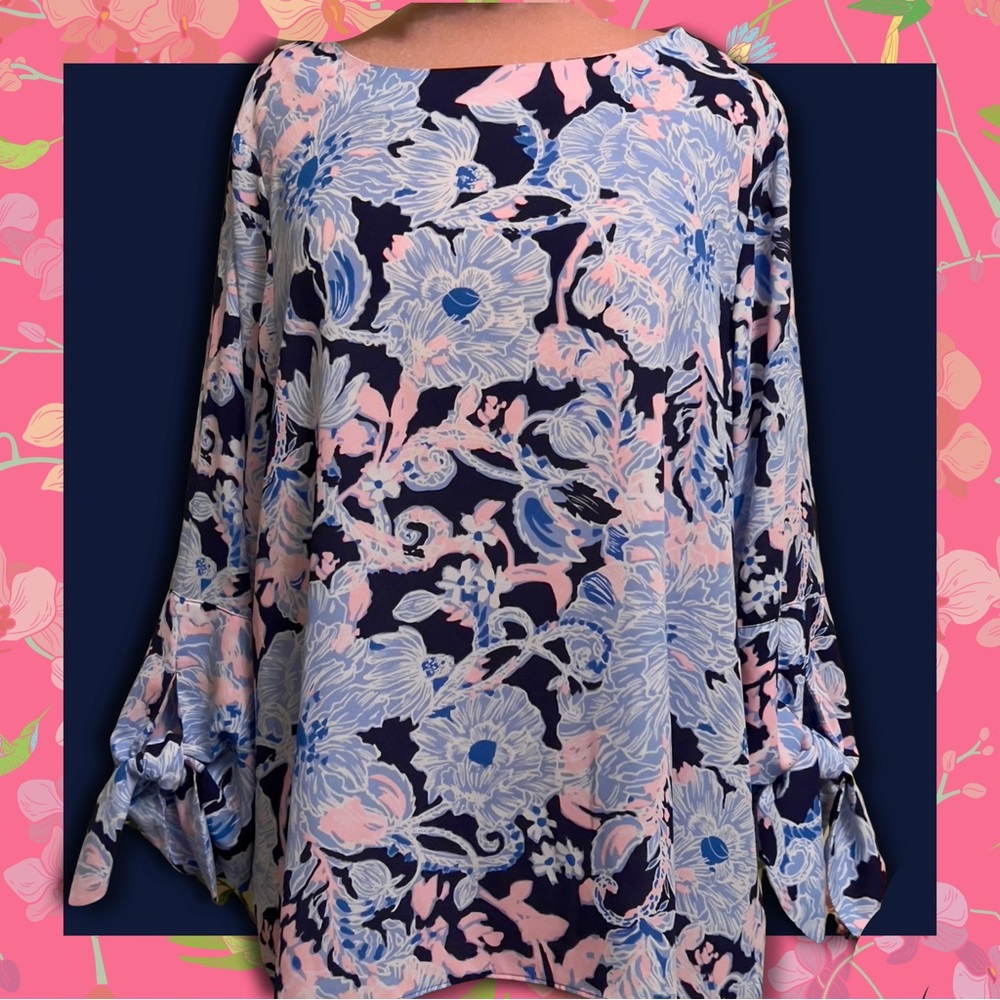 🌼NWT Lilly Pulitzer 3/4 Sleeve Blouse Top with Bow Detail Sz XL
